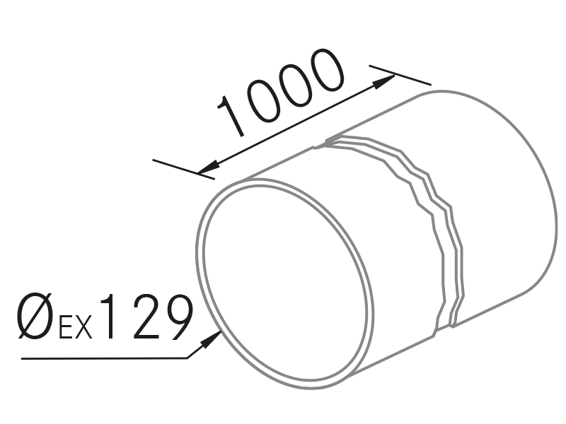 Range Hoods - Conducto redondo 1m. Ø125 - Technical design