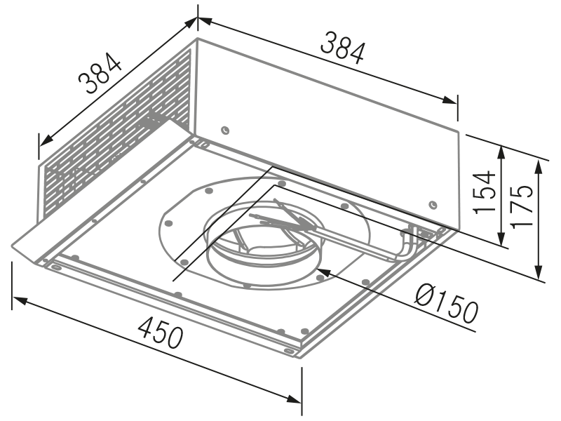 Range Hoods - Motor Pared - PA1200EC - Technical design