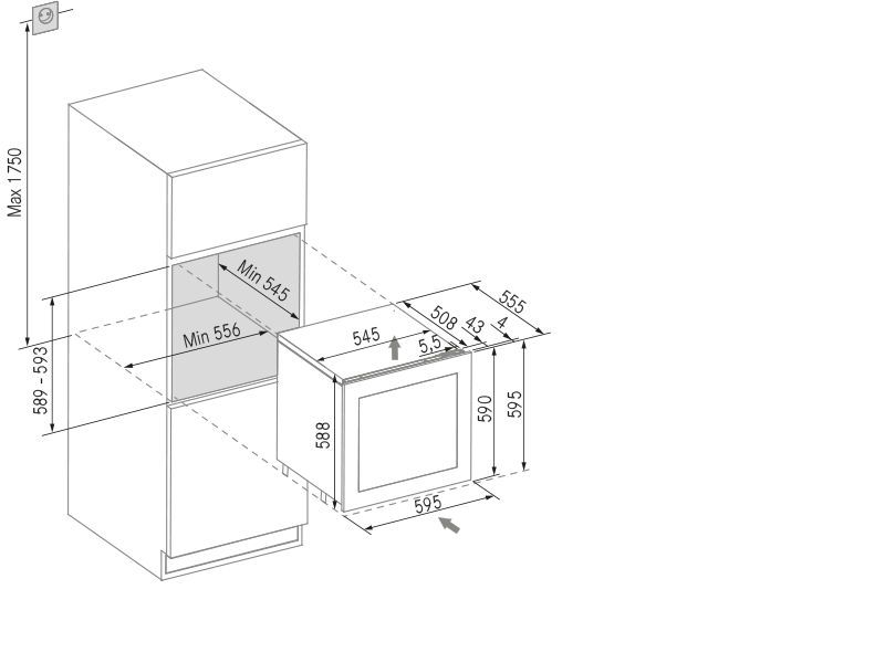 Wine cooler - Pomerol 60 - Technical design