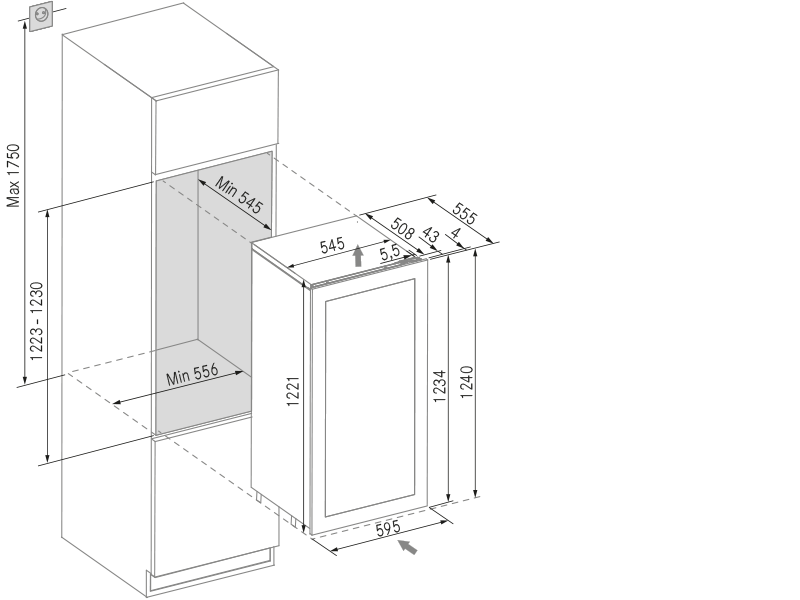 Wine cooler - Pomerol 122 - Technical design